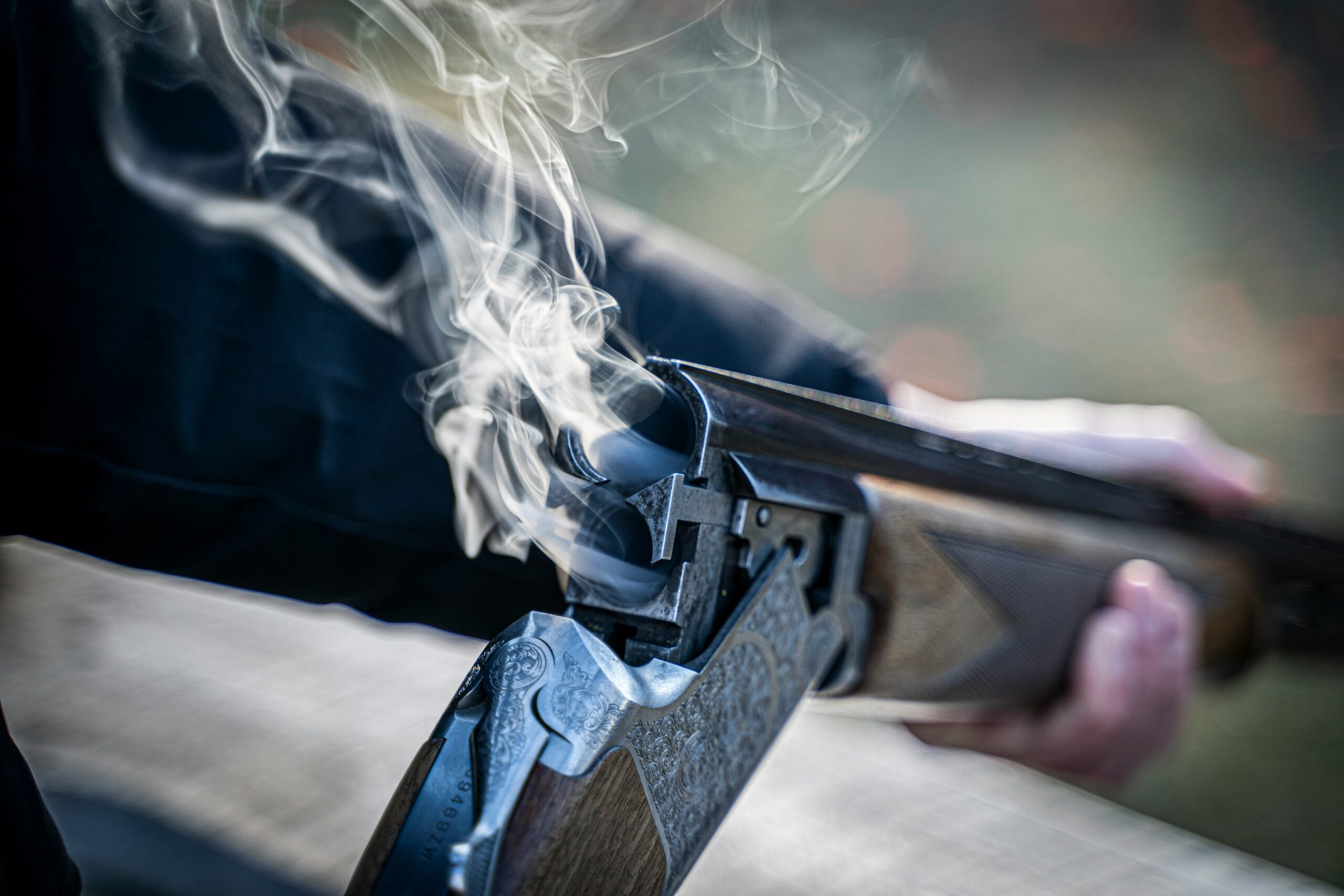 Rabbit Control Swindon - Smoking shotgun barrel after pest control shot – shooting pest control Wiltshire