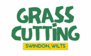 Grass Cutting Swindon, Wilts logo in bold green letters with a yellow tagline banner